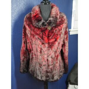 Gorgeous NEW Red Black Ombre & Design Mink Fur Coat Jacket